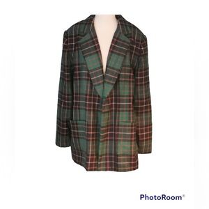 👠 Classic Green Plaid Blazer, Size XL